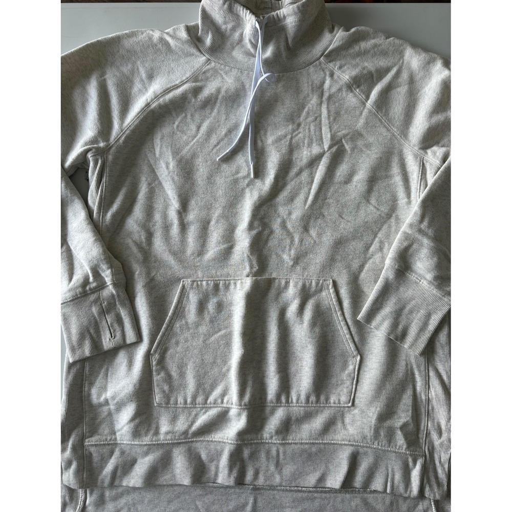 Tek Gear Ultrasoft Fleece Funnel Neck Sweatshirt Oatmeal Heather XL Thumbholes
